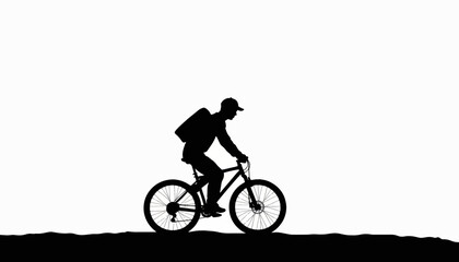 Obraz premium Silhouette of delivery person riding a bicycle, swift transportation