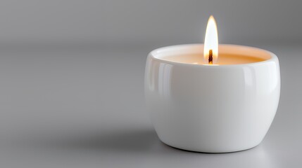 Candle Burning on Grey Surface