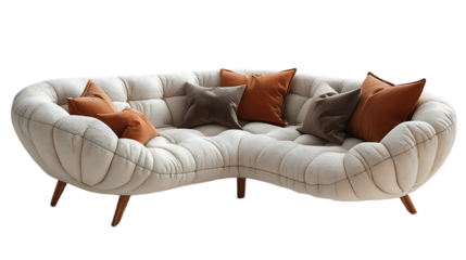Elegant Fabric Upholstery Sofa Isolated on Transparent Background