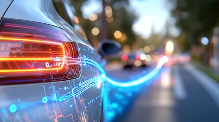 Car with Futuristic Data Flow Concept