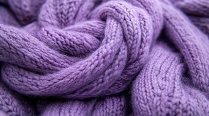 Fototapeta premium Close-up view of intricate purple cable knit texture.