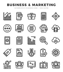 Business & Marketing Lineal icons collection. Lineal icons pack. Vector illustration