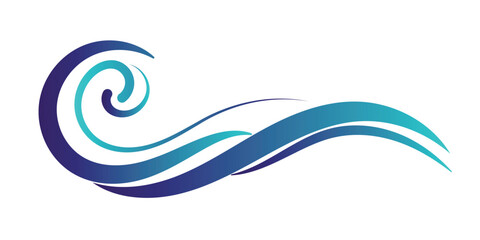 This stylized graphic depicts a flowing, abstract ocean wave. © VxGFX