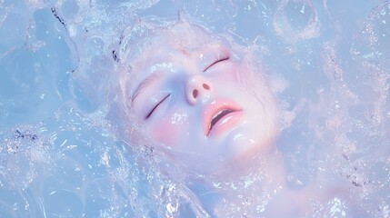 Fototapeta premium Surreal Portrait of Woman Submerged in Water and Light