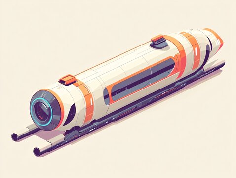 Innovative hyperloop transport system concept urban environment isometric illustration futuristic design digital art