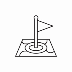 Golf hole location flag icon vector sign