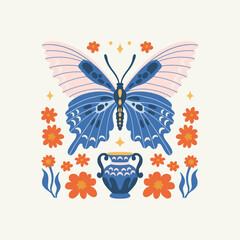 Floral abstract elements. Botanical composition. Modern trendy Matisse minimal style. Floral poster, invite. Vector arrangements for greeting card or invitation design