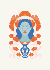 Floral abstract elements. Botanical composition. Modern trendy Matisse minimal style. Floral poster, invite. Vector arrangements for greeting card or invitation design