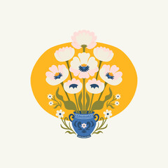 Floral abstract elements. Botanical composition. Modern trendy Matisse minimal style. Floral poster, invite. Vector arrangements for greeting card or invitation design