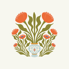 Floral abstract elements. Botanical composition. Modern trendy Matisse minimal style. Floral poster, invite. Vector arrangements for greeting card or invitation design