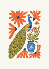 Floral abstract elements. Botanical composition. Modern trendy Matisse minimal style. Floral poster, invite. Vector arrangements for greeting card or invitation design