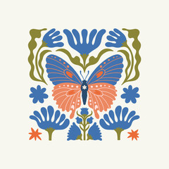 Floral abstract elements. Botanical composition. Modern trendy Matisse minimal style. Floral poster, invite. Vector arrangements for greeting card or invitation design