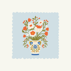 Floral abstract elements. Botanical composition. Modern trendy Matisse minimal style. Floral poster, invite. Vector arrangements for greeting card or invitation design