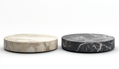 Marble Round Platforms in Light and Dark Color Variations for Elegant Display and Presentation Use