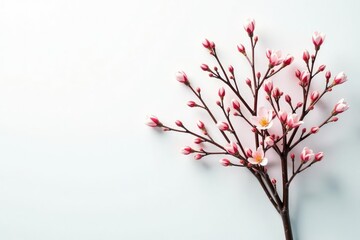 Fototapeta premium A bundle of thin branches on a white background with a subtle gradient, bouquet, tree