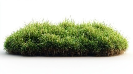 A patch of green grass sits, sun-soaked and detailed on a crisp background