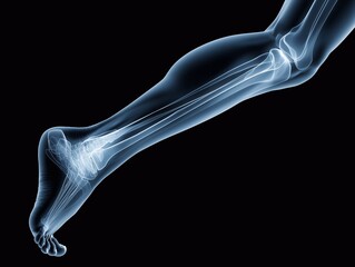 X-ray of the leg in motion from the knee to the foot