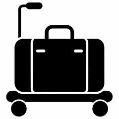 Black suitcase vector on white background.
