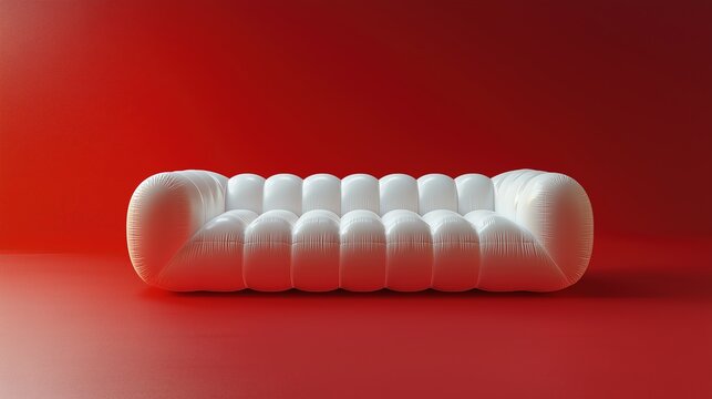 Red-and-white minimalist female sign with air-filled dimensional edges. Striking visual identity for women's organizations, protest banners, or brand culture wall decor.