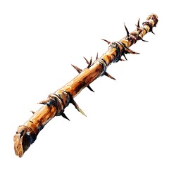 Thorny Branch Illustration Detailed Close Up of a Spiky Wooden Stick.