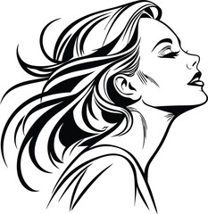 girl with long hair vector illustration silhouette