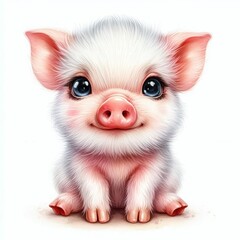 Obraz premium Cute Baby pig in Watercolor Style