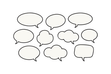 Simple Line Handwritten Speech Bubble Set Vector Art for Stickers, Comics, and Design