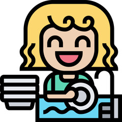 dish washing illustration on a white background 