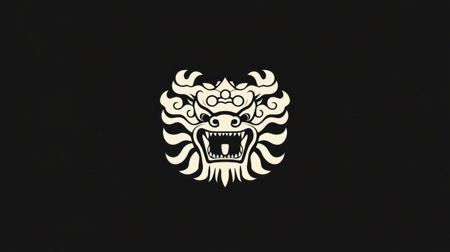 Asian dragon head graphic design, stylized illustration, for branding or poster use