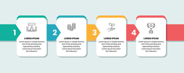 business-infographics-template, Four-Step Business Process infographic with icons, Modern business infographic design template with 4 steps