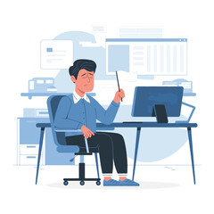 businessmen surrender by waving the white flag flat illustration