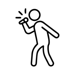 person shouting or chanting into a microphone on transparent background for web and graphic design