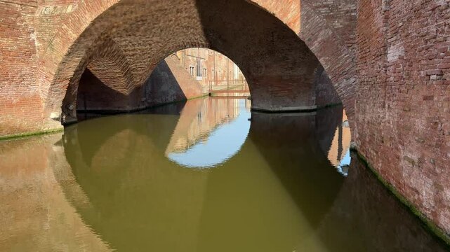 ponte dei trepponti di comacchio in italia, bridge of trepponti in comacchio in italy