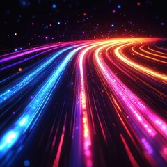 Vibrant Abstract Light Trails in Blue, Pink and Purple Colors on a Dark Background for Digital Design and Art Projects