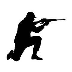 soldier shooting silhouette on transparent background for web and graphic design © Tamanna