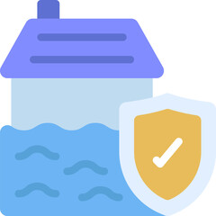 flooded house illustration on a white background 