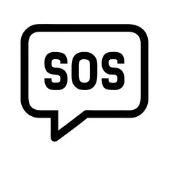 speech bubble with sos silhouette on transparent background for web and graphic design