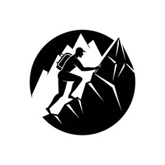 Man climbing mountain in outdoor concept art