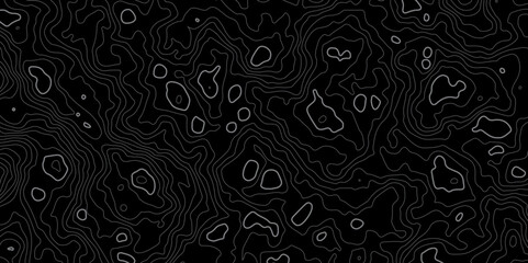  terrain path isolated on a black background retro topographic map. vector illustration.
