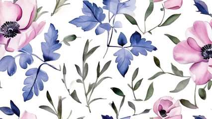 Floral background. Floral texture. Watercolor floral background. Bright seamless pattern with flowers. Watercolor illustration.