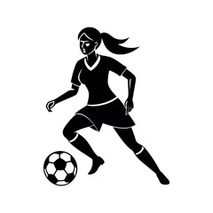 Soccer playing woman in athletic pose graphic