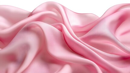 Obraz premium Pink silk or chiffon on a white background, an abstract wave of elegant cloth