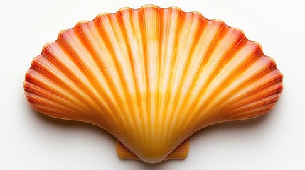 High-resolution macro of a seashell with natural ridges, perfectly centered on an immaculately white background.
