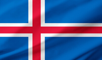 Obraz premium Iceland flag background with waving fabric texture