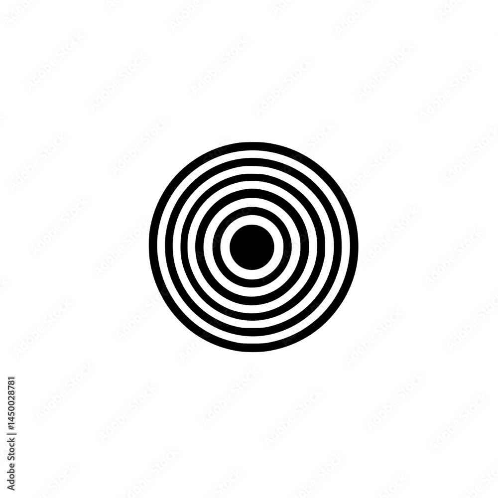 Poster abstract circular design with concentric rings creating a striking visual effect in black and white 
