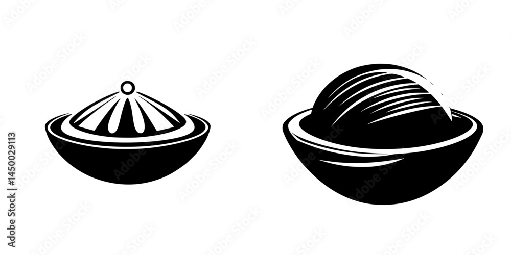 Poster visual representation of two distinct types of bowls showcasing various design elements and patterns