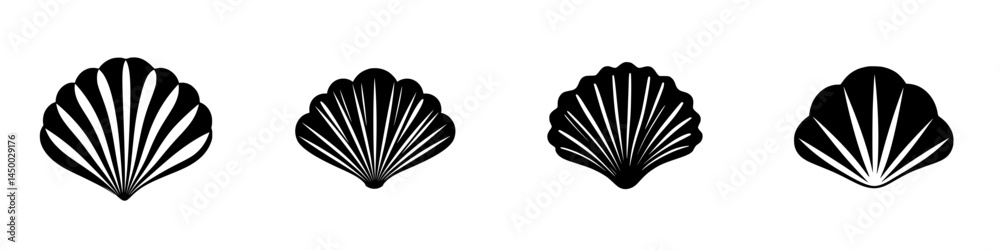 Poster shell shapes displayed in a minimalist style showcasing intricate designs and patterns