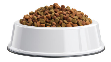 Dog Food Bowl Filled with Kibble in Realistic Detail Isolated on White Transparent Background