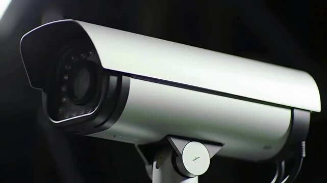 Watching Every Angle: Close-Up of Rotating Security Camera in Motion