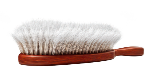 Dog Grooming Brush with Collected Fur in Realistic Detail Isolated on White Transparent Background